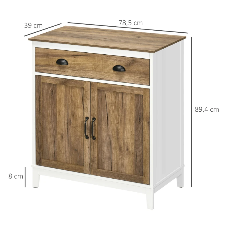HOMCOM Aparador para Salón Armario de Almacenamiento con Cajón 2 Puertas y Estante Ajustable 78,5x39x89,4 cm Marrón