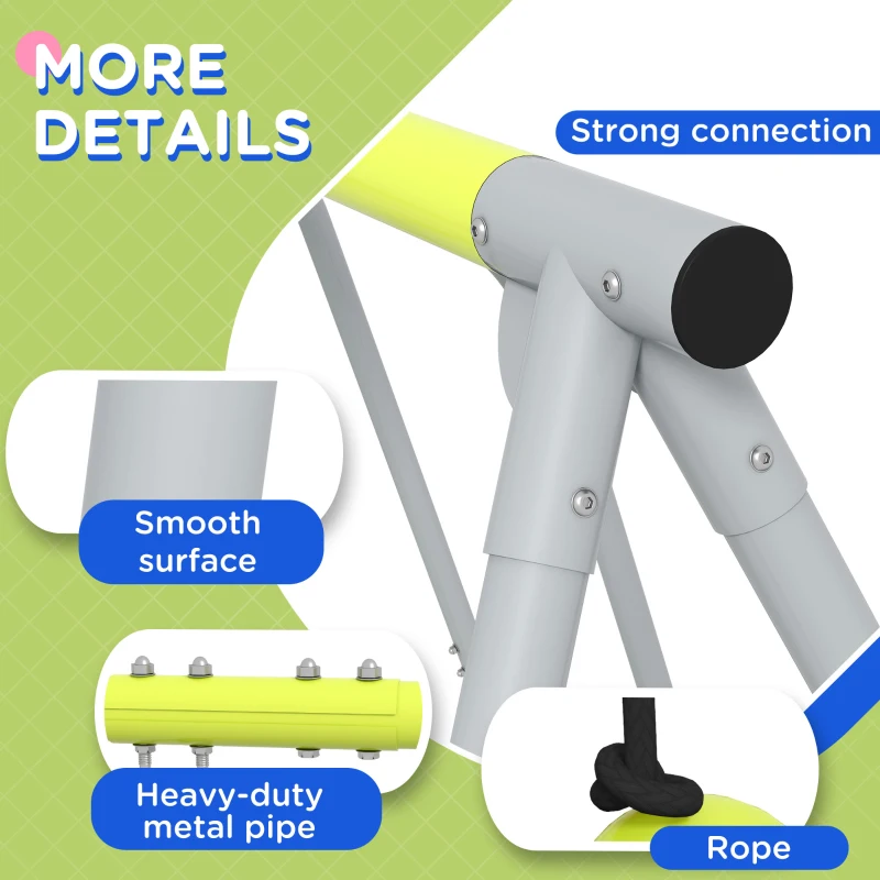 Outsunny 3 in 1 children's swing set with 2 face-to-face seats and 1 swing seat max load 225 kg green