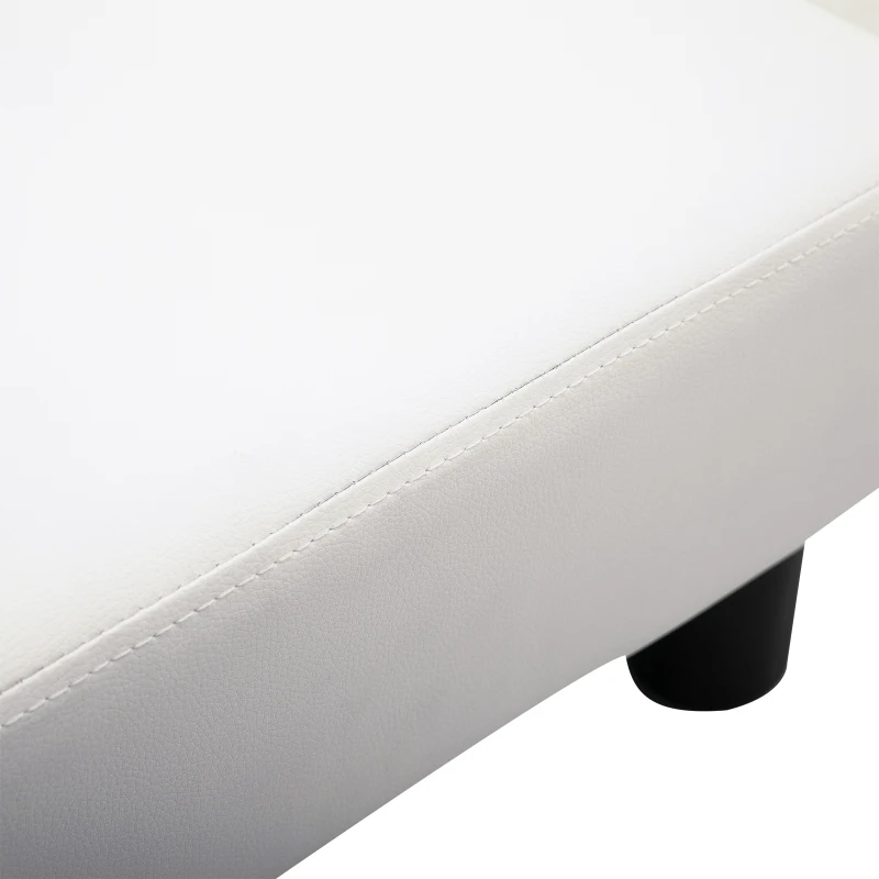 HOMCOM Reposapiés para Sofá Taburete Pequeño Tapizado en Piel Sintética Asiento de Espuma y Patas de Plástico 40x30x24cm Blanco