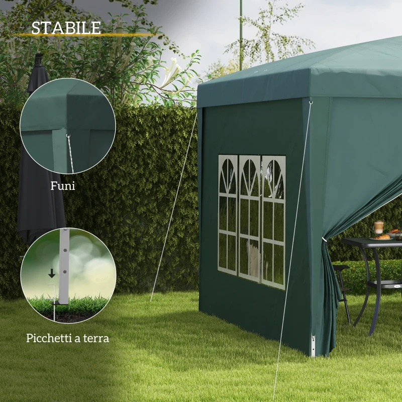 Outsunny Gazebo 3x3 m da Giardino Impermeabile in Acciaio con Copertura in tessuto Oxford, Verde
