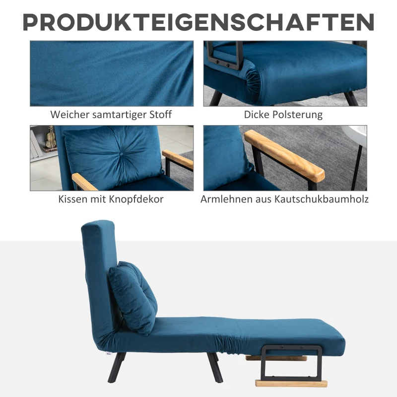 HOMCOM Relaxsessel im Skandidesign, Liegesessel, Lesesessel. ink. Kissen mit Knopfhefung, Schwarz + Natur(m-6)