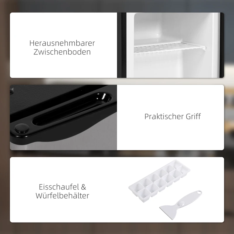 HOMCOM Mini-Gefrierschrank, 35 L Minikühlschrank, -14 bis -24℃, 5-stufige Temperaturregelung, 47 x 44,2 x 48,8 cm, Silber(m-7)