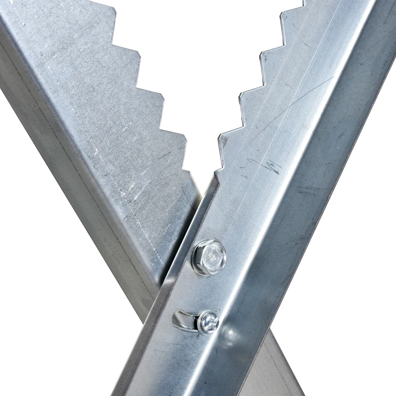DURHAND Kettensägebock Sägebock zusammenklappbar Sägegestell für Brennholz Silber Metall 83 x 83 x 79 cm