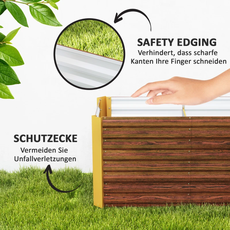 Outsunny Hochbeet 2er-Set, Pflanzkasten, extra tief, Metall, 120 x 60 x 60 cm Braun
