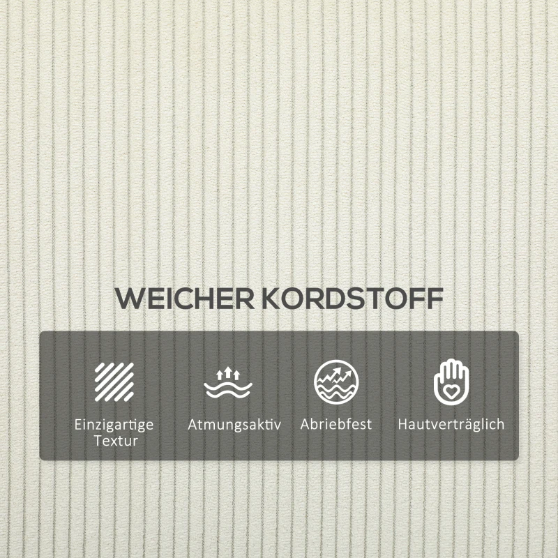 HOMCOM Modernes 3-Sitzer-Sofa, Weiche Couch mit Rückenkissen, Polstersofa für Wohnzimmer, Schlafzimmer, Homeoffice, Cremeweiß(m-6)