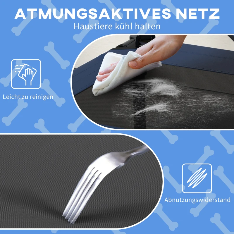 PawHut Hundebett mit Dach, Outdoor, tragbar, wasserabweisend, bis 30 kg, 61 x 46 x 63 cm, Dunkelblau