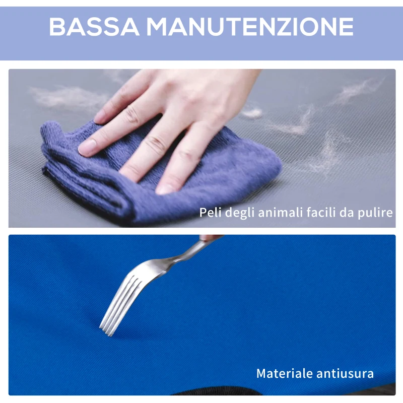 PawHut Brandina per Cani Taglia Piccola Pieghevole per Interno ed Esterno, Lettino per Cani Rialzato, in Acciaio e Tessuto Oxford, 71x58x20 cm, Blu