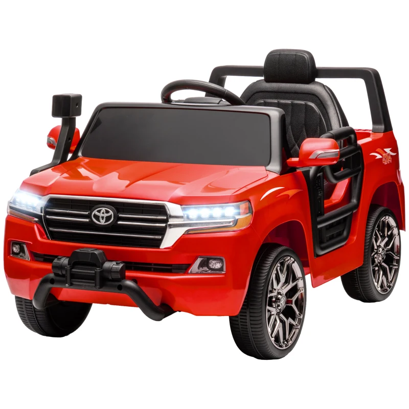 AIYAPLAY Coche Eléctrico para Niños de +3 Años Toyota LAND CRUISER con Batería 12V Mando a Distancia y Música MP3 Rojo