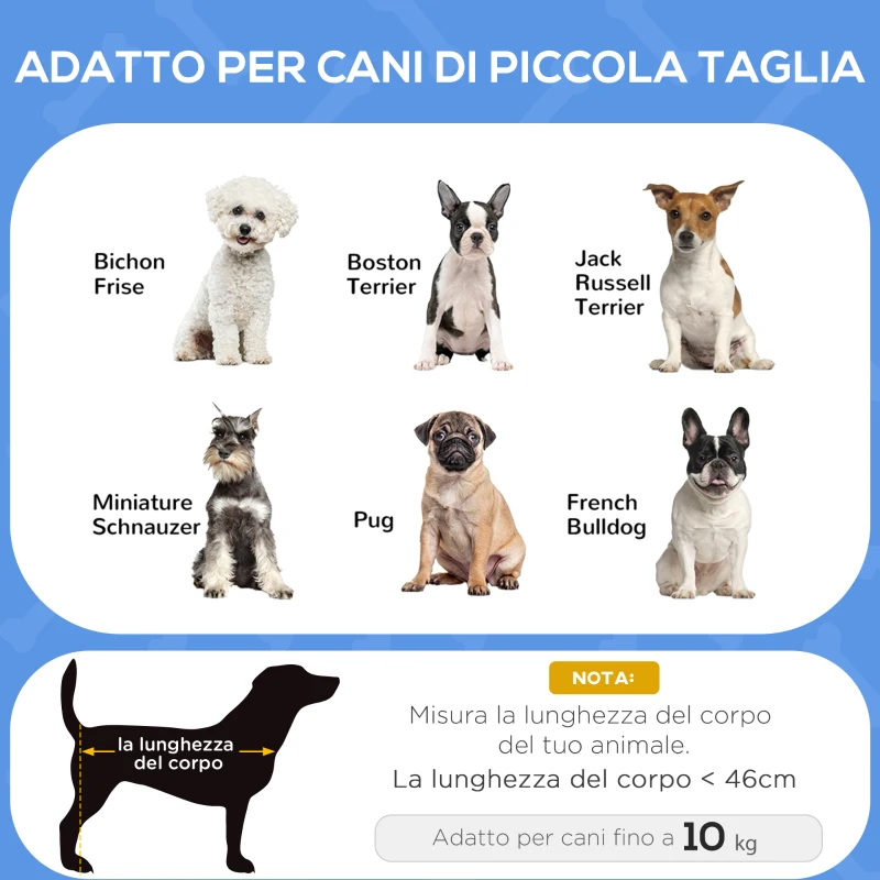 PawHut Brandina per Cani Piccoli Pieghevole per Interno ed Esterno, Metallo e Tessuto Oxford, 71x58x20 cm, Grigio