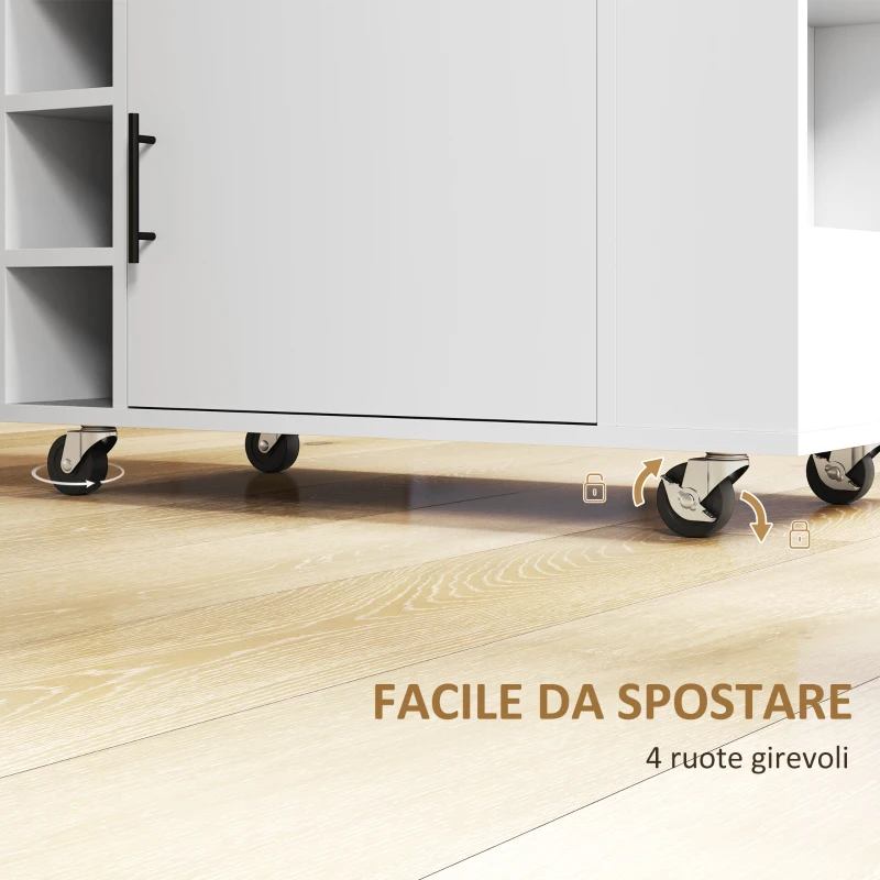 HOMCOM Carrello da Cucina con Ruote, Ripiani, Armadietto e Portabottiglie, 83x40x83 cm, Rovere