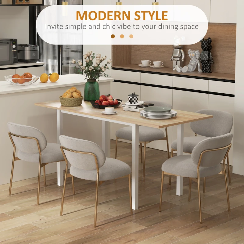 HOMCOM Extendable Dining Table Modern Design Kitchen Table with Large Tabletop Seats 6 Steel Frame Dark Brown