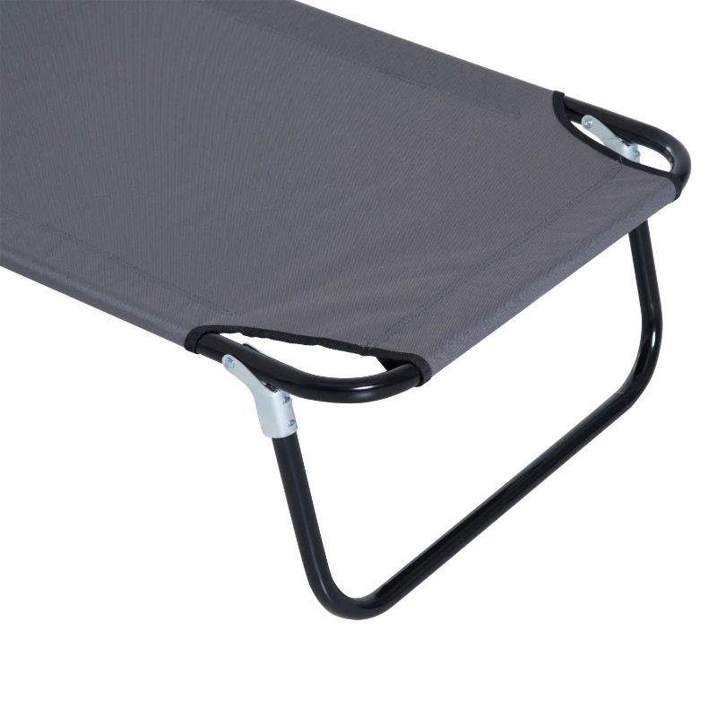 Outsunny Sonnenliege klappbar Gartenliege mit Kopfkissen Liegestuhl mit 4-Fach verstellbare Rückenlehne Campingliege mit Lesefenster Gartenstuhl bis 120kg belastbar für Garten, Balkon Grau