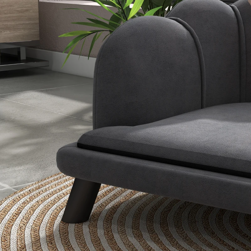 PawHut Sofá para Perros Medianos Sofá Cama para Mascotas Tapizado en Terciopelo con Patas de Madera 98,5x60,5x35,5 cm Gris