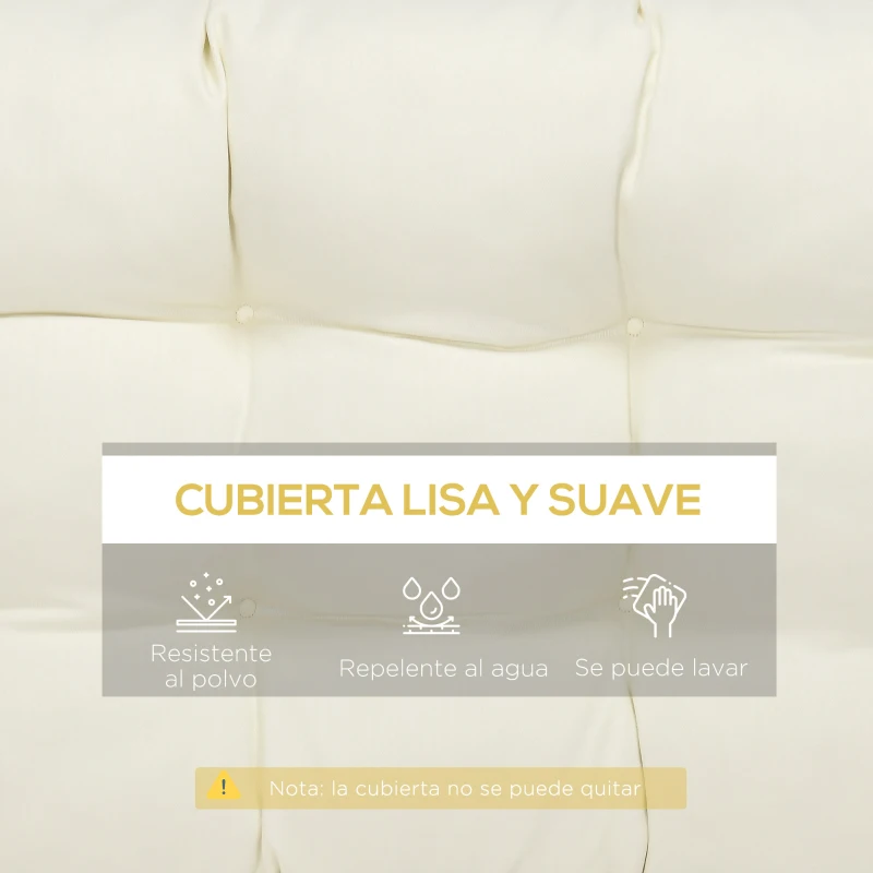 Outsunny Cojín para Banco de 2 Plazas para Interior y Exterior con 8 Puntadas para Sillas Sofás 110x48x8 cm Crema