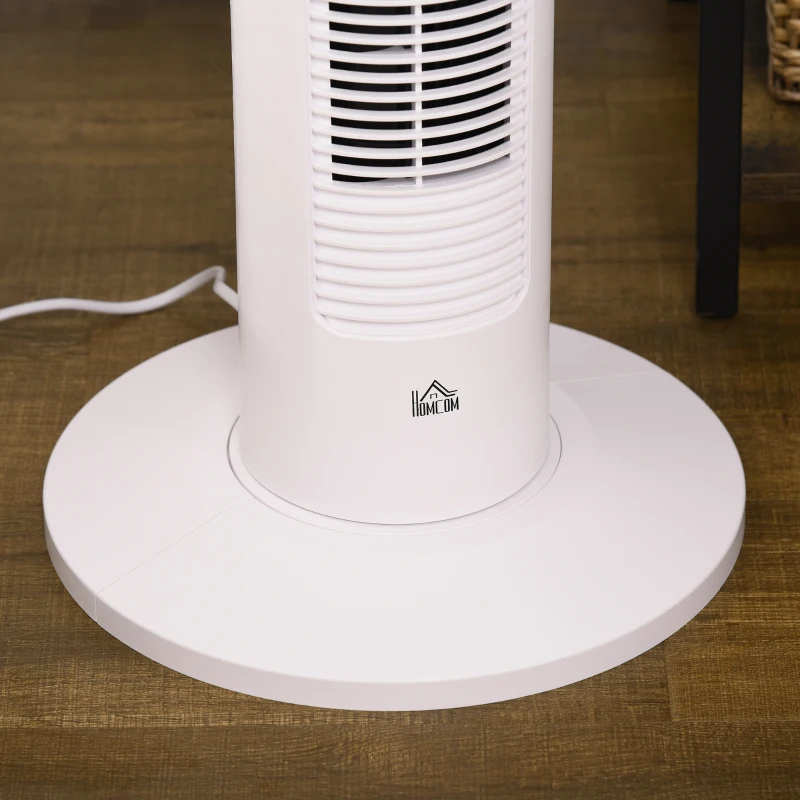 HOMCOM Ventilateur colonne avec télécommande minuterie 12 heures 3 vitesses écran LED oscillant 70 ° Ø 31,5 x 93 cm blanc