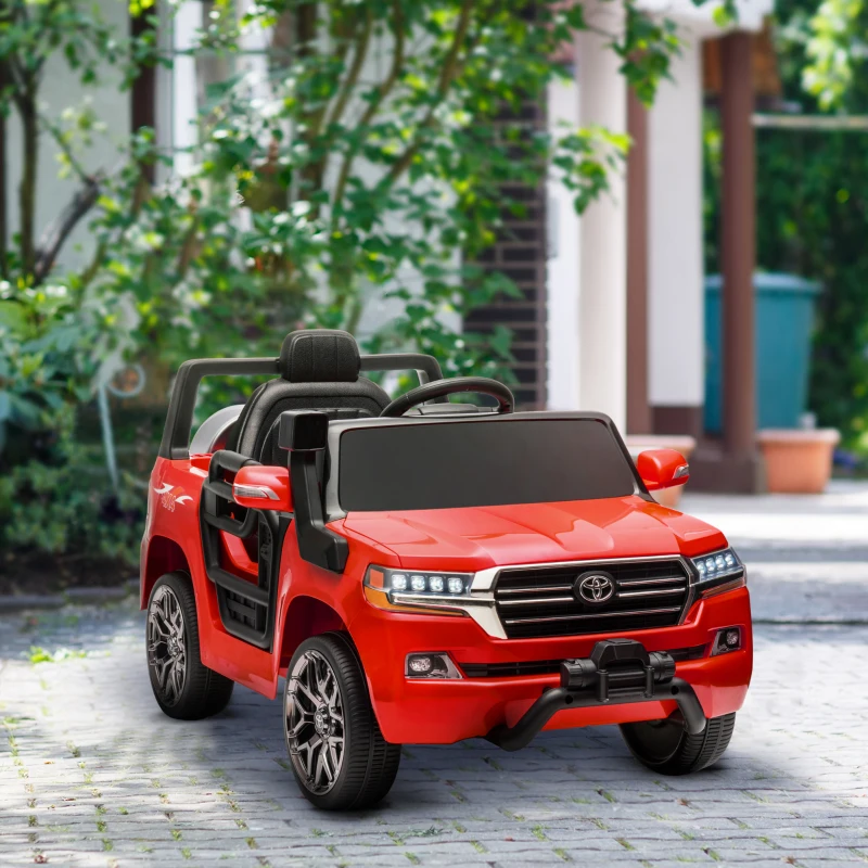 AIYAPLAY Coche Eléctrico para Niños de +3 Años Toyota LAND CRUISER con Batería 12V Mando a Distancia y Música MP3 Rojo