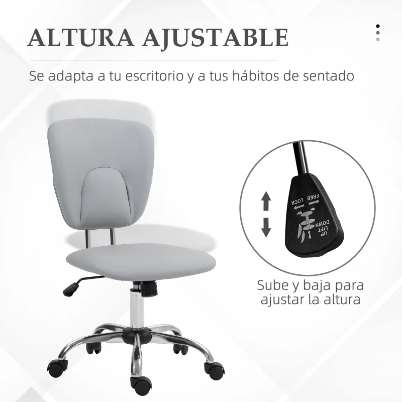 Vinsetto Silla de Oficina Giratoria con Altura Ajustable y Función Basculante para Escritorio Estudio 50x54x87,5-96,5 cm Gris