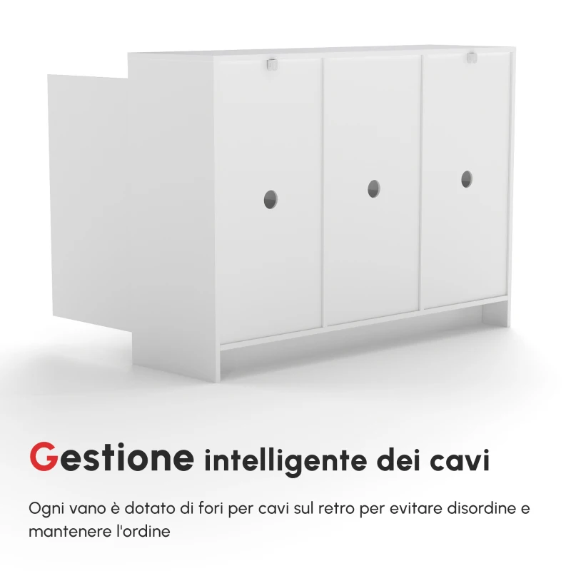 HOMCOM Credenza Moderna a 12 Ripiani Interni in Truciolato per Cucina, Soggiorno e Ingresso, 120x35x85 cm, Bianco
