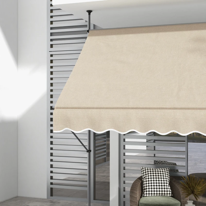 Outsunny Store banne autoportant manuel rétractable 2,5L x 1,2l x 2,1-3H m inclinaison réglable métal alu polyester sable