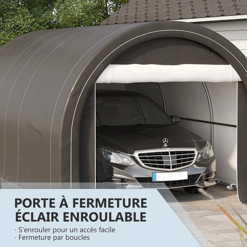 Outsunny Tente de garage résistant à l'eau protection UV UPF 30 + parois latéraux amovibles 5 x 3 m gris(m-6)