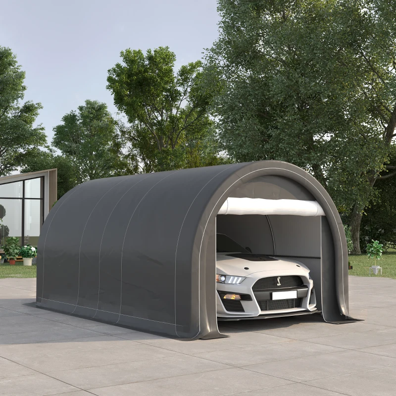 Outsunny Tente de garage résistant à l'eau protection UV UPF 30 + parois latéraux amovibles 5 x 3 m gris(m-2)