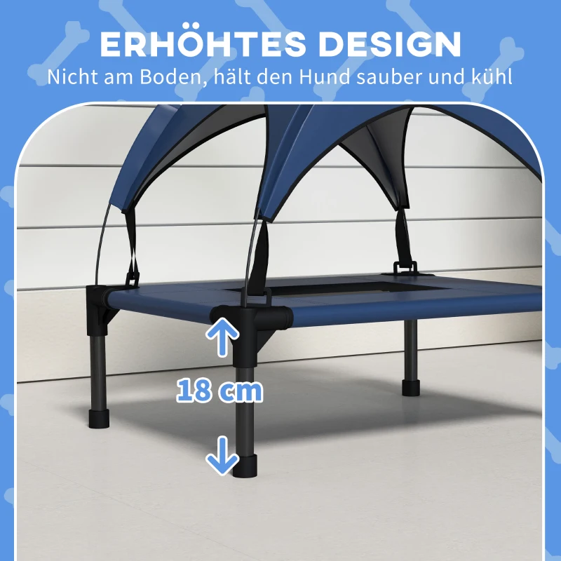 PawHut Hundebett mit Dach, Outdoor, tragbar, wasserabweisend, bis 30 kg, 61 x 46 x 63 cm, Dunkelblau