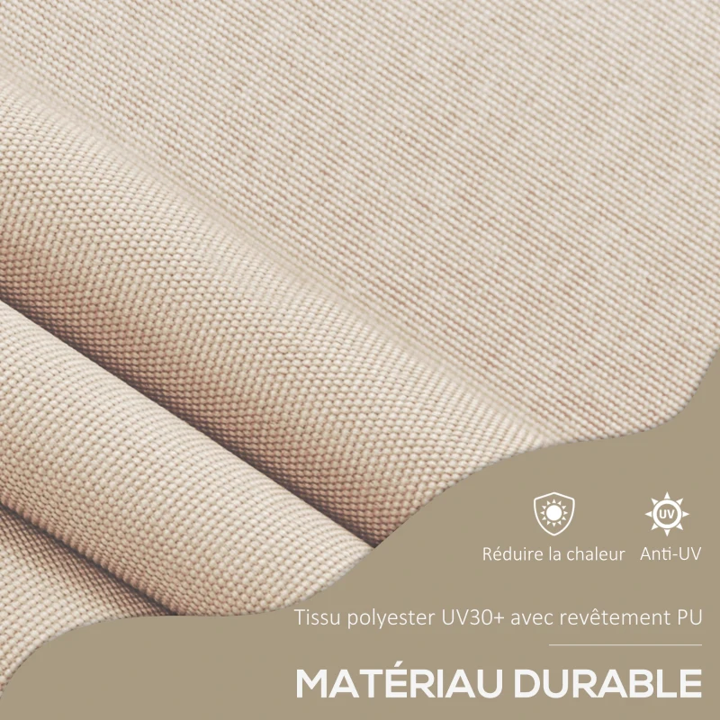 Outsunny Store banne autoportant manuel rétractable 2,5L x 1,2l x 2,1-3H m inclinaison réglable métal alu polyester sable