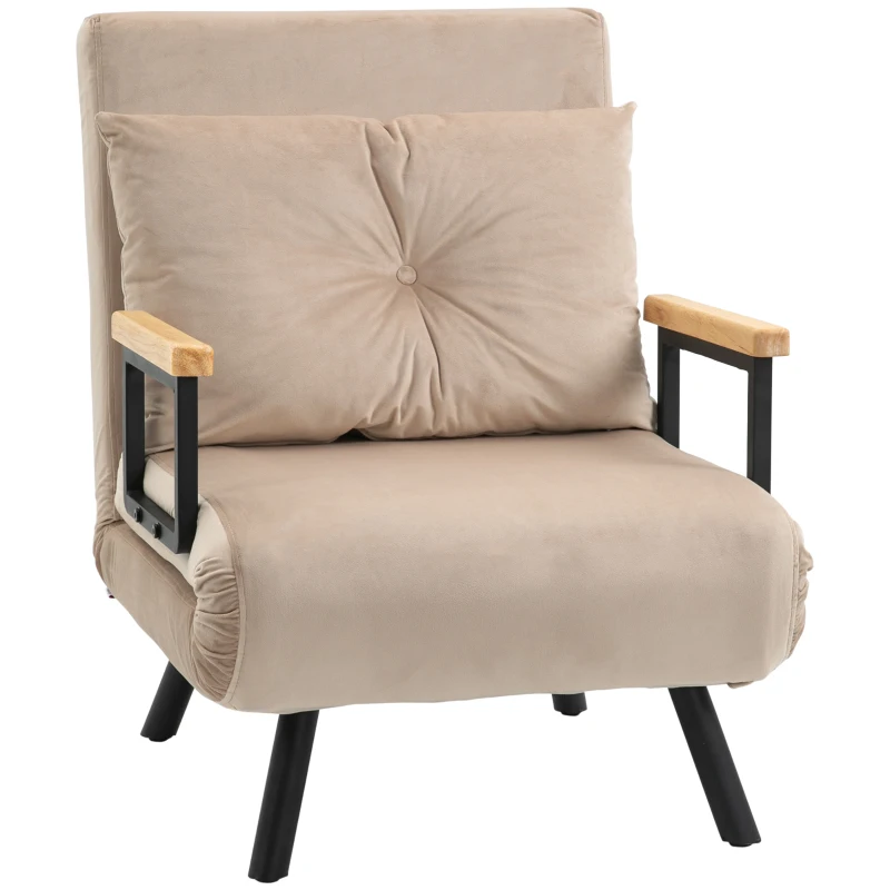 HOMCOM Relaxsessel im Skandidesign, Liegesessel, Lesesessel. ink. Kissen mit Knopfhefung, Schwarz + Natur(m-17)