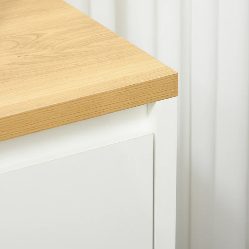 HOMCOM Aparador de Salón Mueble Auxiliar de Cocina con 3 Puertas y Estantes Ajustables para Comedor Entrada 120x37x75 cm Blanco(m-8)