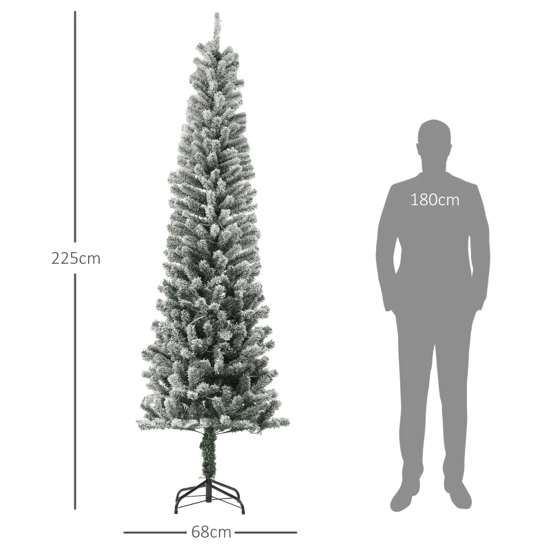 HOMCOM Árbol de Navidad Artificial 225 cm con 220 Luces LED de Dos Colores 519 Ramas y Soporte de Acero Árbol Navideño Verde