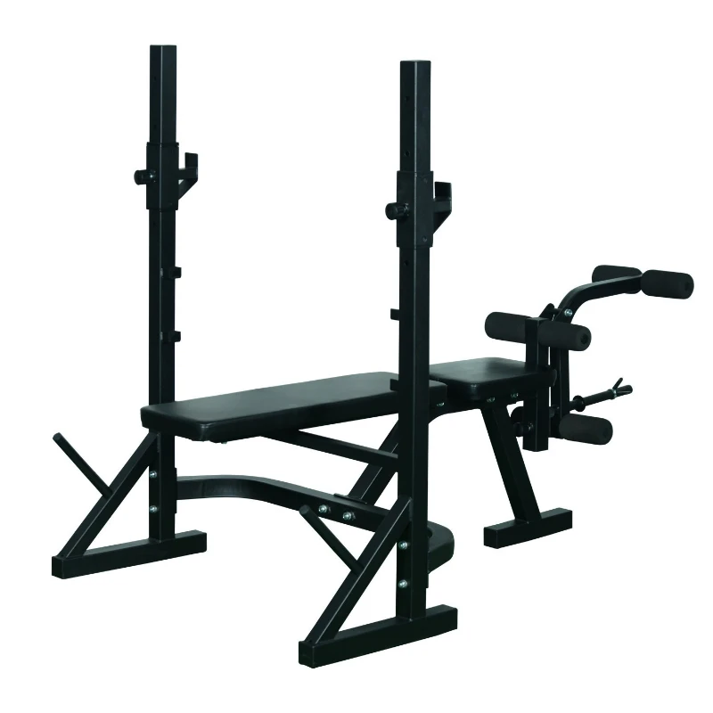 HOMCOM Banco de Pesas Banco de Musculación Multifuncional con Altura Ajustable de 3 Niveles para Entrenamiento Fitness de Cuerpo Completo 175x98x130 cm Negro
