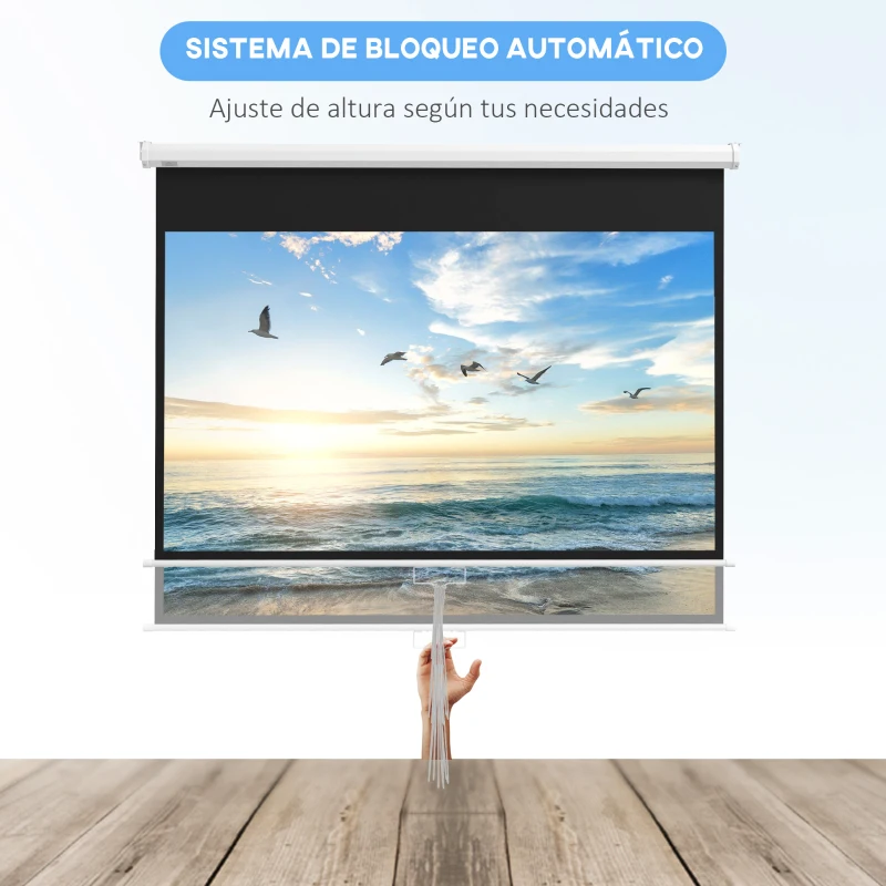 HOMCOM Pantalla de Proyección Portátil 80 Pulgadas Formato 16:9 con Altura Ajustable 172x96 cm Blanco