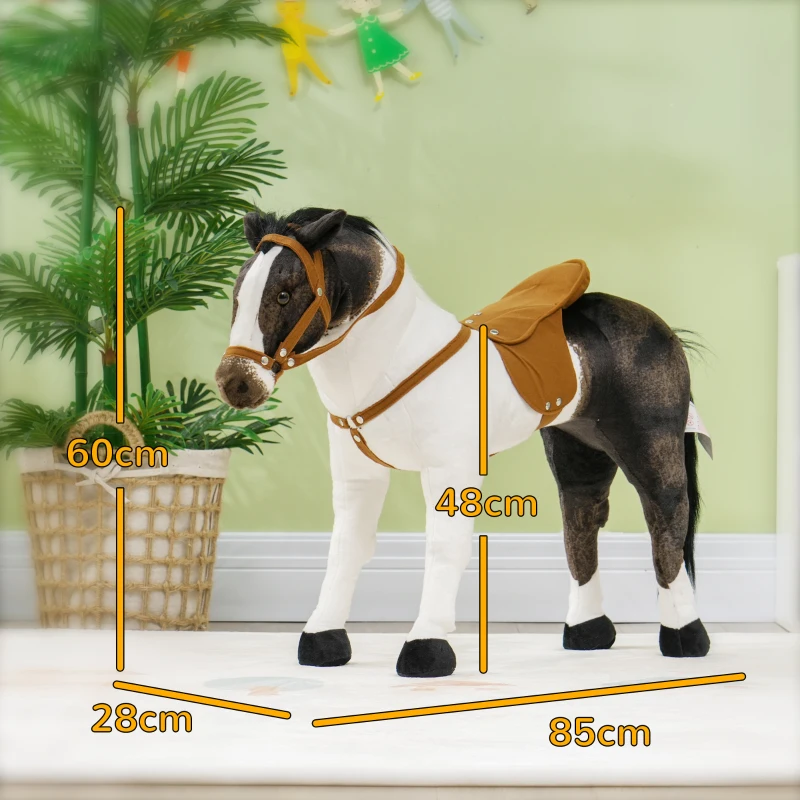 AIYAPLAY Schaukelpferd mit Soundeffekten, weiches Fell, für 3-8 Jahre, 85 x 28 x 60 cm, Braun/Cremeweiß(m-3)