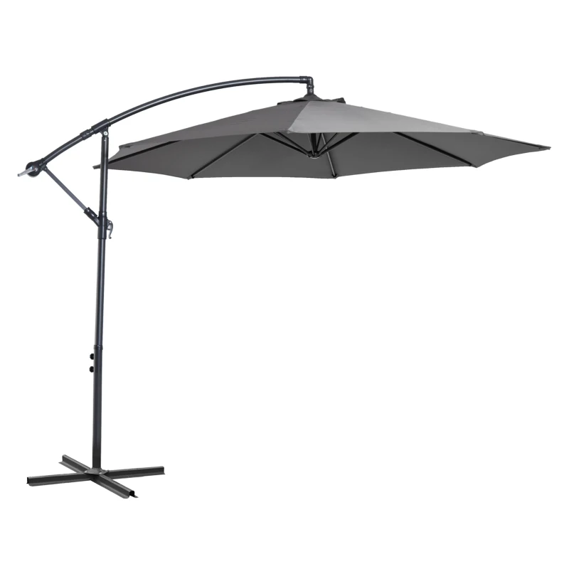 Outsunny Parasol déporté octogonal inclinable manivelle avec pied en acier Ø 3 x 2,5H m gris