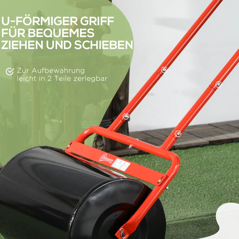 Outsunny Handige Gazonroller, Praktische Gazonrol, Grasroller, Gazonwals, Flexibel, Staal, 58L x 32,5B x 113H cm, Rood
