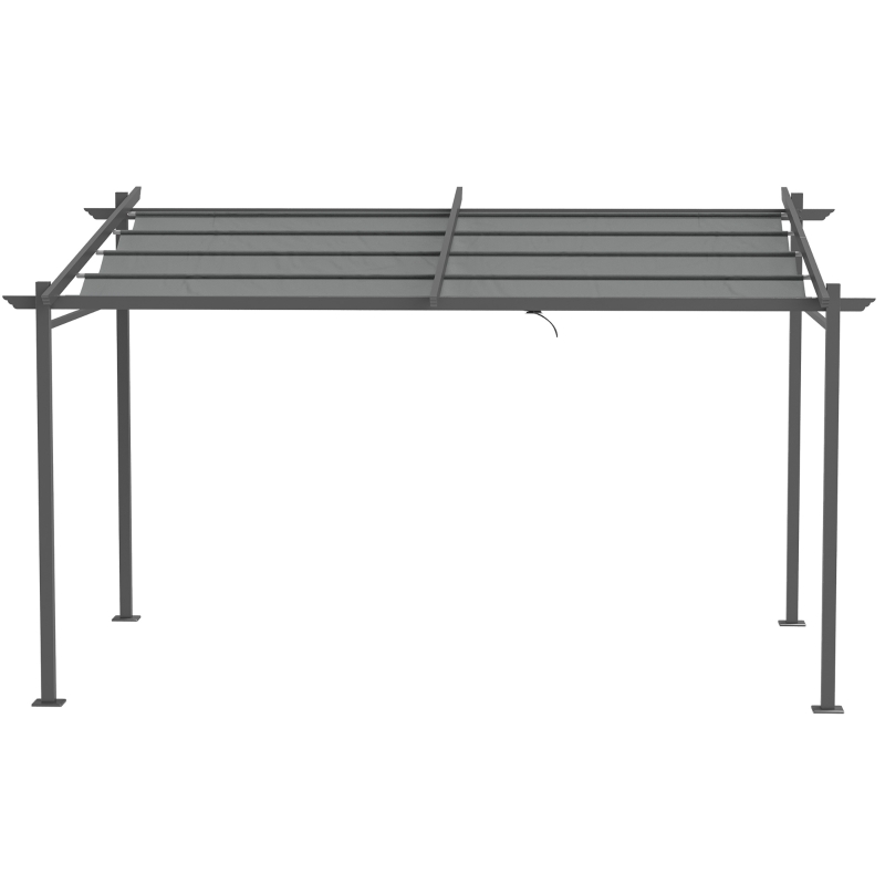 Outsunny Pergola, inklusive Befestigungsmaterial, ausziehbares Dach, 3,97 m x 2,95 m x 2,3 m, Dunkelgrau(m-7)