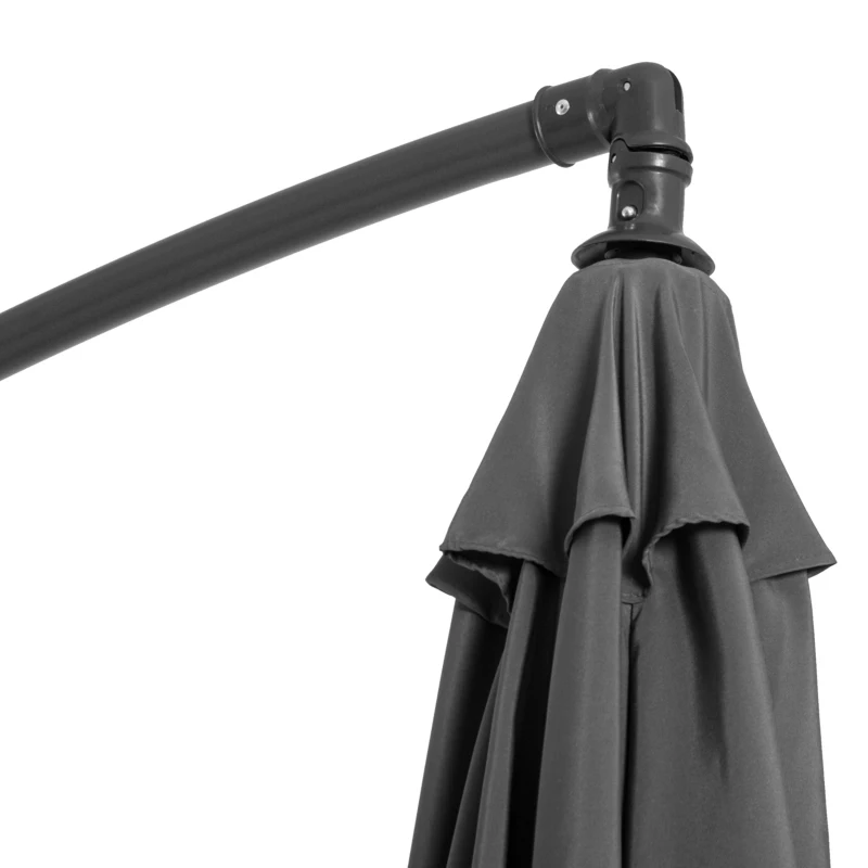 Outsunny Parasol déporté octogonal inclinable manivelle avec pied en acier Ø 3 x 2,5H m gris