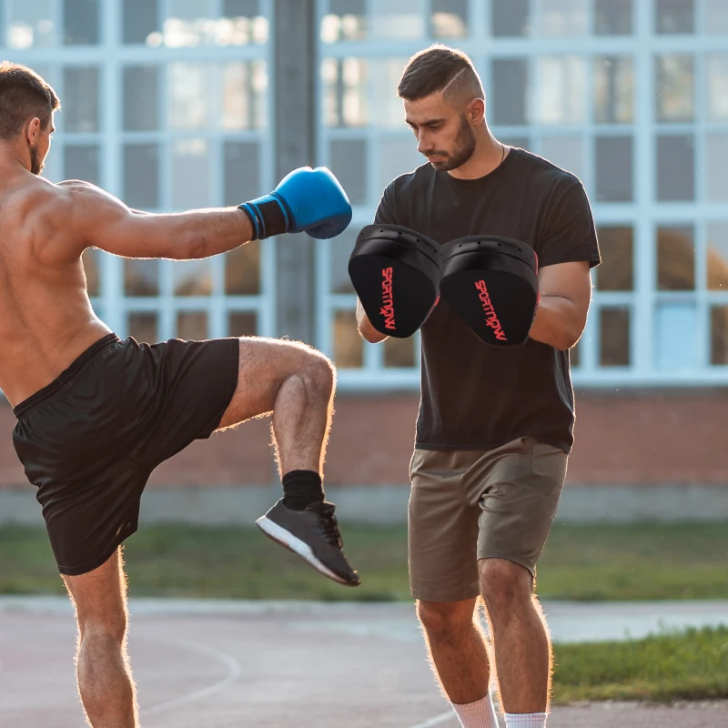 SPORTNOW Manopla de Boxeo Paos Muay Thai MMA Curvadas para Entrenamiento Karate Taekwondo Kickboxing Training Negro