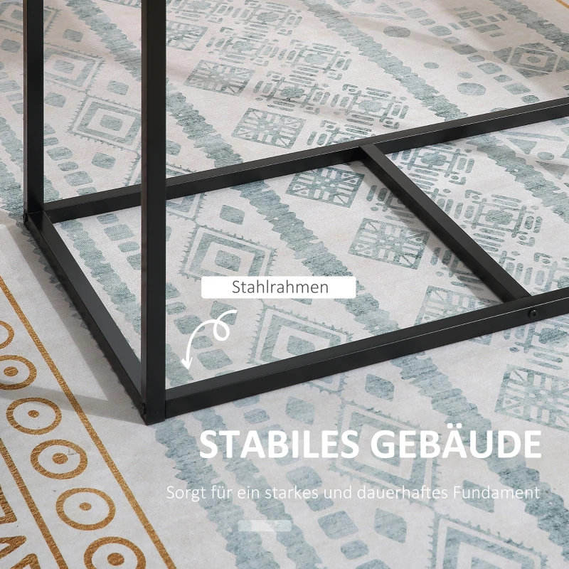 HOMCOM Esstisch-Set mit 2 Stühlen, Kompaktes Set aus Tisch und Stühlen für Esszimmer, Wohnzimmer, Küche, mit Metallrahmen