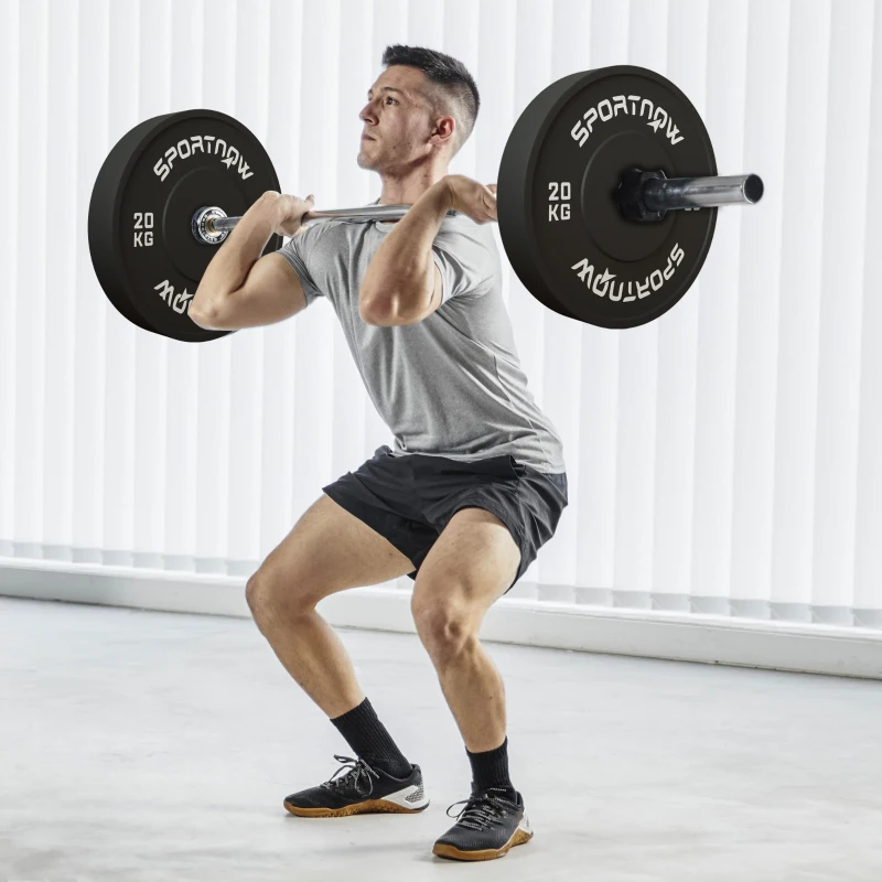 SPORTNOW Zestaw Ciężarków, 2 x 20 kg, Standard Olimpijski, Guma, Ciche, Czarny