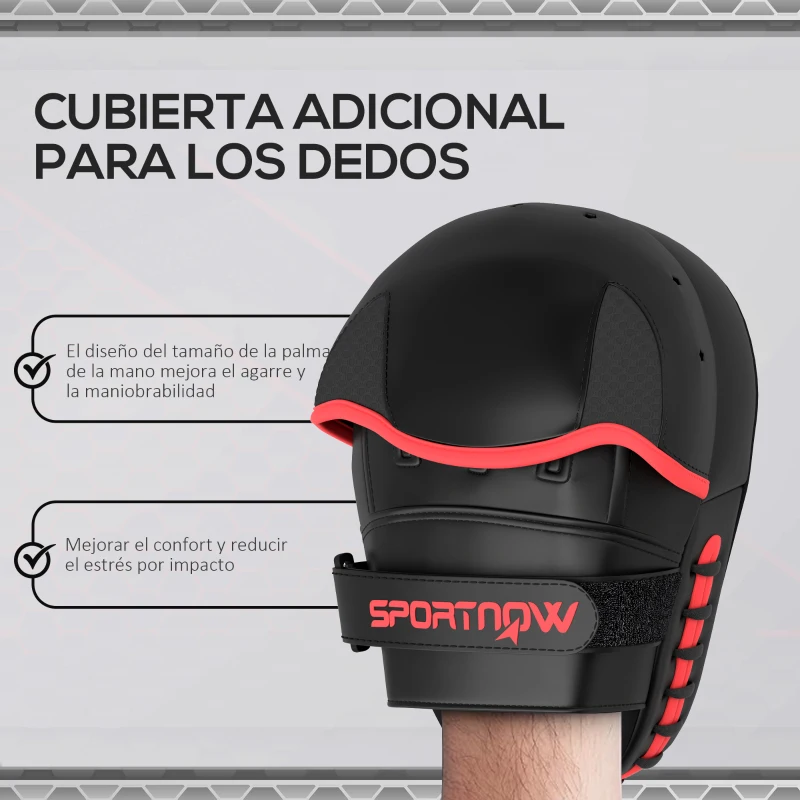 SPORTNOW Manopla de Boxeo Paos Muay Thai MMA Curvadas para Entrenamiento Karate Taekwondo Kickboxing Training Negro
