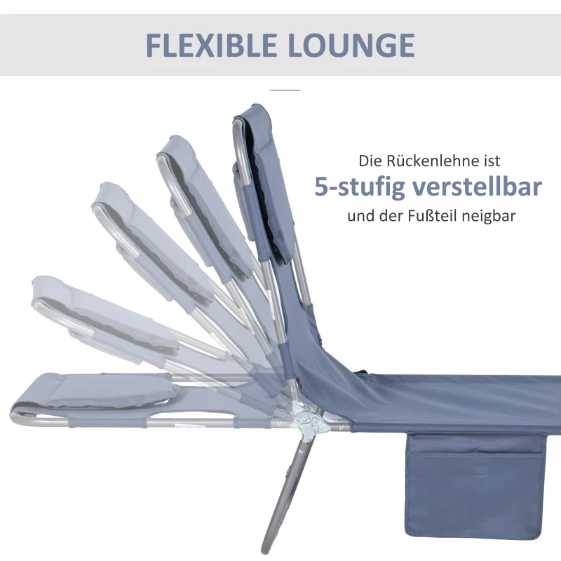 Outsunny Tuinligstoel, Ligstoel met Gepolsterde Gezichtsopening, Massage-Ligstoel voor Buiten, Zijvak, Stof, Metaal, Grijs