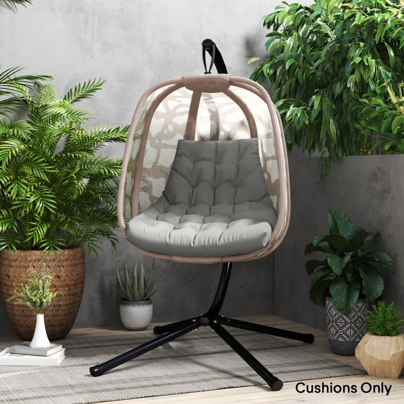 Outsunny Poduszka na siedzenie zewnętrzne, Poduszka do kosza wiszącego i krzeseł bujanych, Poduszka do zewnętrznego użytku, Szara