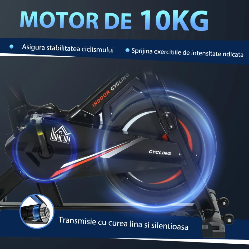 Soozier Bicicleta Fitness Cardio – LCD, Otel Negru, Antrenament Acasa