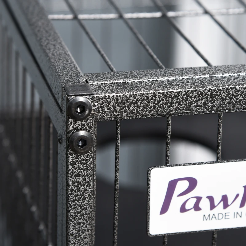 PawHut Jaula para Animales Pequeños de 4 Niveles Jaula para Roedores con Ruedas Rampas Hamaca Colgante y Bandeja Extraíble Recinto para Conejos Chinchillas Hurones 80x52x128 cm Gris Plateado