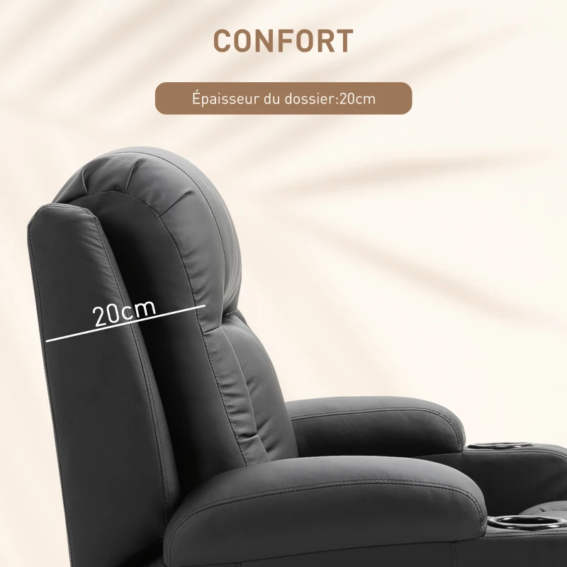 HOMCOM Fauteuil de Massage et Relaxation électrique Chauffant 360° pivotant inclinable manuellement Repose-Pied télécommande(m-7)