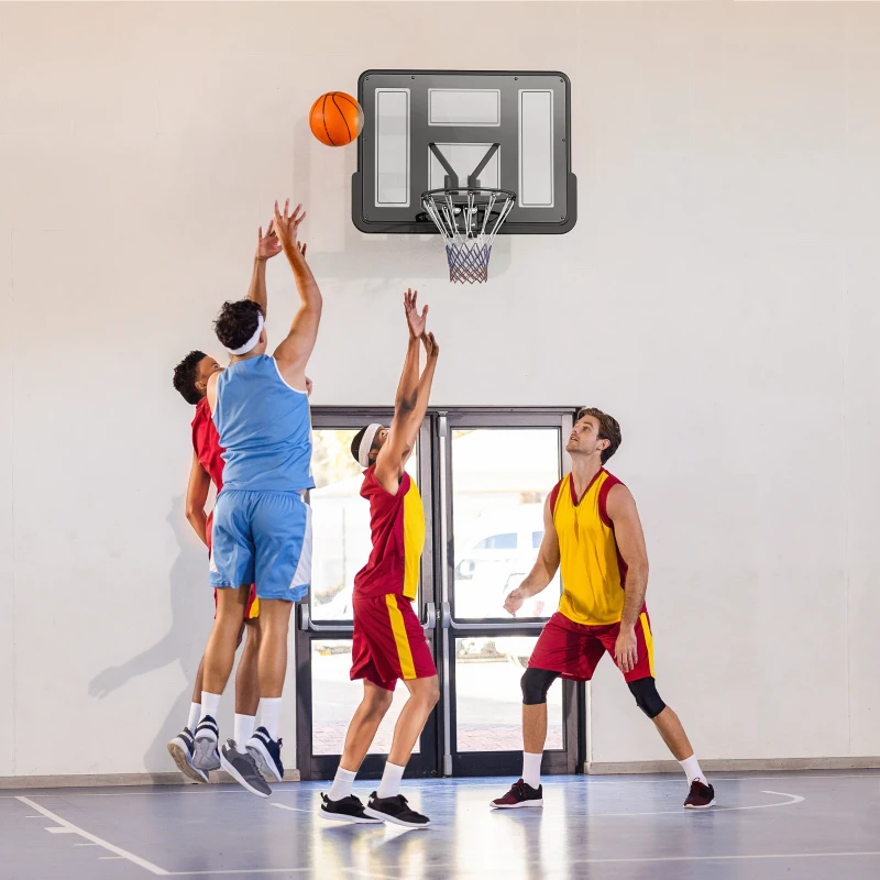 SPORTNOW Wandmontierter Basketballkorb, Reißfestes Netz, wetterbeständig, widerstandsfähig, für drinnen und draußen, Schwarz(m-8)