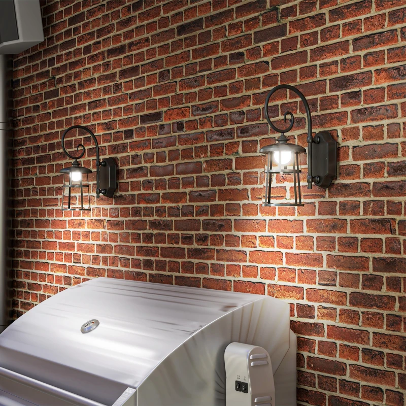 Outsunny Lampada da Giardino con Pannello Solare, Impermeabile IP44 e Accensione Automatica, Nero