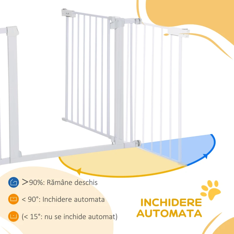 PawHut poarta de siguranta pentru caini, 75-96cm, alb