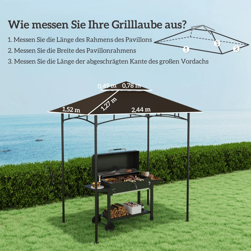 Outsunny Zamienna plandeka do pawilonu ogrodowego, plandeka na pawilon grillowy dla konstrukcji 152 x 244 cm, ochrona UPF50+, Poliester, Kawa